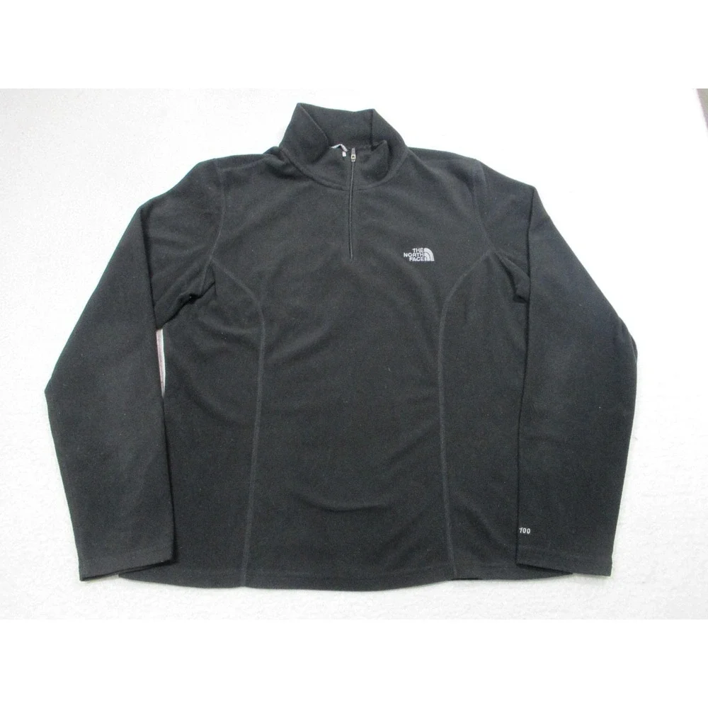 The North Face Sweater Womens Large Black TKA 100 Quarter Zip Fleece‎ Pullover - Picture 2 of 10